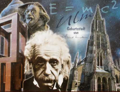 Albert Einstein i miejsce jego urodzenia Ulm