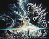Godzilla walczy z innymi potworami